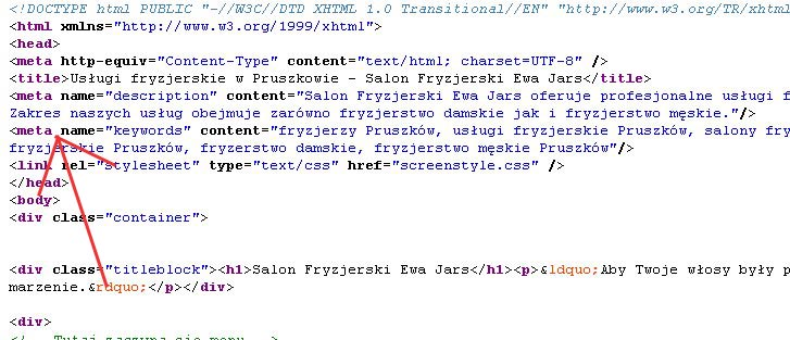 Znaczniki meta w kodzie strony HTML