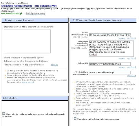 Panel administracyjny NetSprint dla linku lokalnego