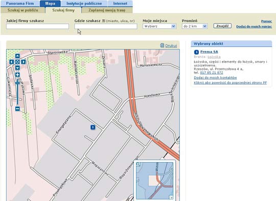 Firma na mapie w serwisie Panoramy Firm